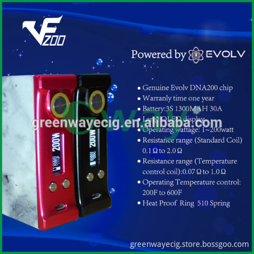 2015 Newest Greenway design 200w box mod, VF 200 DNA 200 vs hammer of god box mod clone
